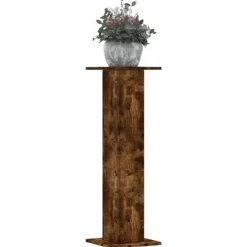 Plantestativer 2 stk. i konstrueret træ - Stabilt design | Størrelse: 30x30x95 cm | Farve: Røget eg Plantestativer