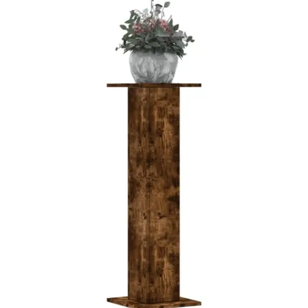 Plantestativer 2 stk. i konstrueret træ - Stabilt design | Størrelse: 30x30x95 cm | Farve: Røget eg Plantestativer