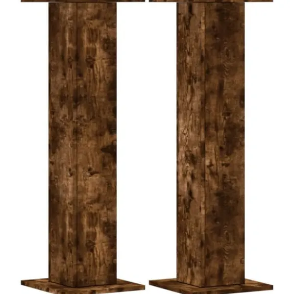 Plantestativer 2 stk. i konstrueret træ - Stabilt design | Størrelse: 30x30x95 cm | Farve: Røget eg Plantestativer