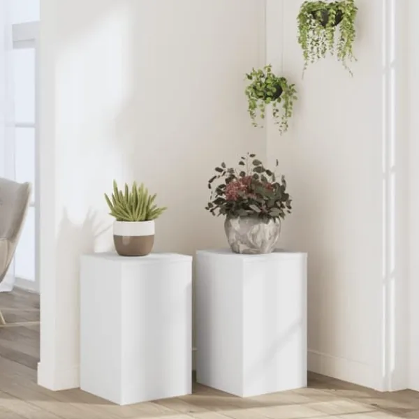 Plantestativer^Plantestativer 2 stk. til indendørs brug - Konstrueret træ | Størrelse: 30x30x50 cm | Farve: Hvid
