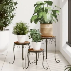 Plantestativer i keramik - Mosaikdesign, 3 stk. | Farve: Terracotta Plantestativer