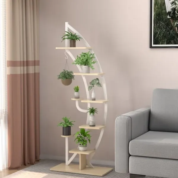 Plantestativer^Plantestativholder, 60×30×155 cm, Hvid