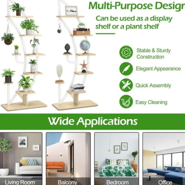 Plantestativer^Plantestativholder, 60×30×155 cm, Hvid