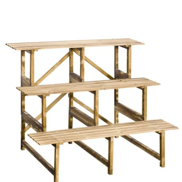 Plantestativer^Plantetrappe 3 trin gran 100x80x78 cm til have altan terrasse