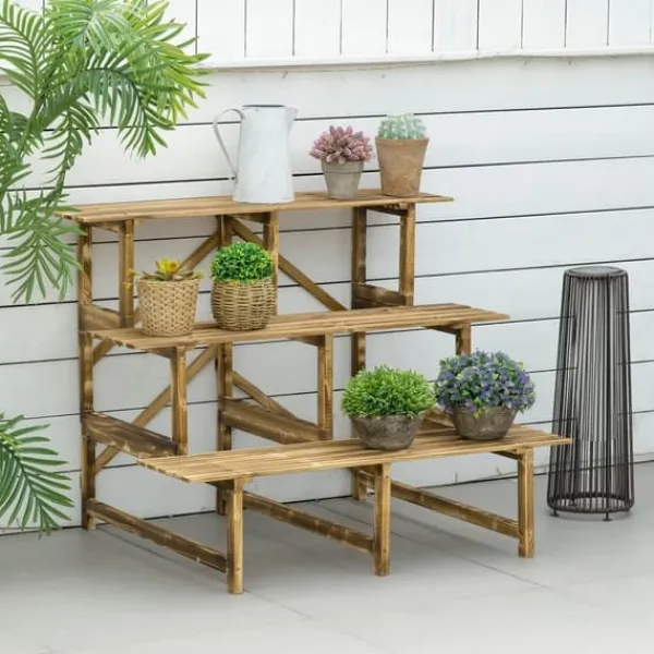 Plantestativer^Plantetrappe 3 trin gran 100x80x78 cm til have altan terrasse