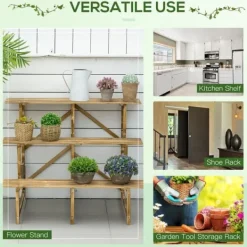 Plantestativer^Plantetrappe 3 trin gran 100x80x78 cm til have altan terrasse