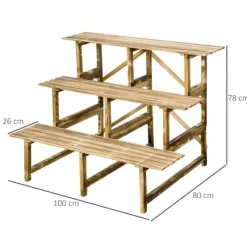 Plantestativer^Plantetrappe 3 trin gran 100x80x78 cm til have altan terrasse