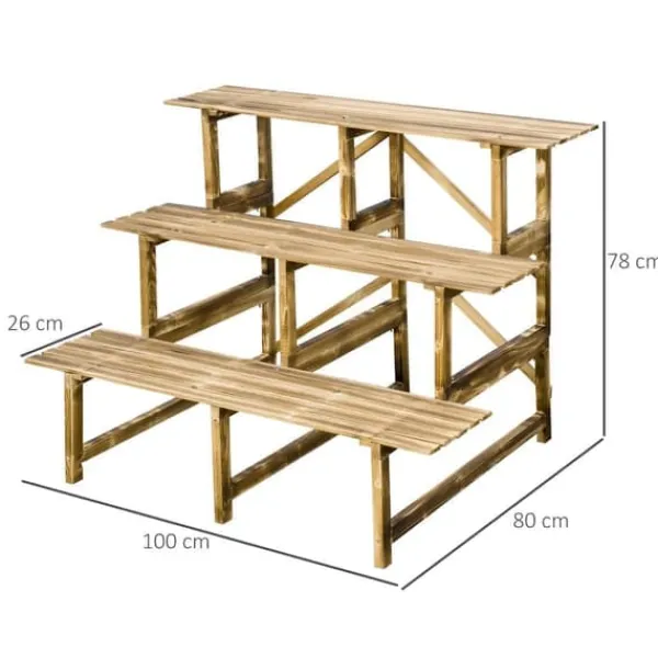 Plantestativer^Plantetrappe 3 trin gran 100x80x78 cm til have altan terrasse