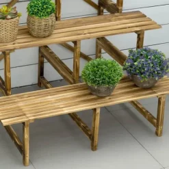 Plantestativer^Plantetrappe 3 trin gran 100x80x78 cm til have altan terrasse
