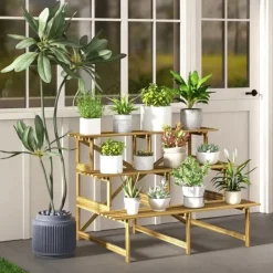 Plantestativer^Plantetrappe/blomsterreol 3 trin gran 120x80x78 cm til have altan terrasse