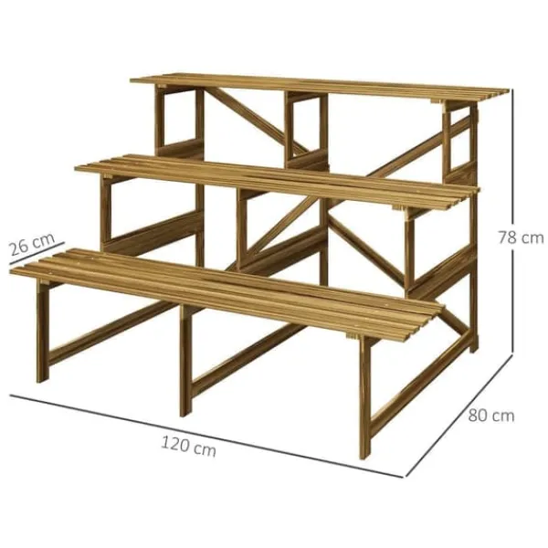 Plantestativer^Plantetrappe/blomsterreol 3 trin gran 120x80x78 cm til have altan terrasse