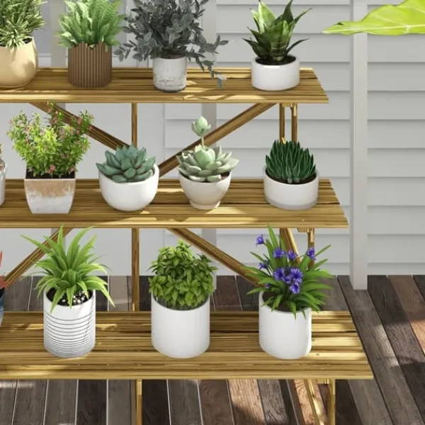 Plantestativer^Plantetrappe/blomsterreol 3 trin gran 120x80x78 cm til have altan terrasse
