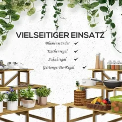 Hot Plantetrappe/blomsterreol 3 trin gran 120x80x78 cm til have altan terrasse Plantestativer