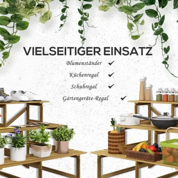 Plantestativer^Plantetrappe/blomsterreol 3 trin gran 120x80x78 cm til have altan terrasse