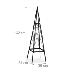 Planteunderstøttelse Obelisk, 132x36x34 cm, Sort Krukker & Plantebeholdere