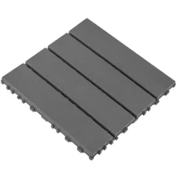 Best Plastdækfliser, 44 stk, 12"x12" firkantede vandafvisende udendørs fliser, til pool, altan og have, mørkegrå Havedekorationer