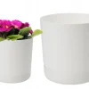 Krukker & Plantebeholdere^Plastik urtepotte med stativ 13x14,6 cm hvid mat