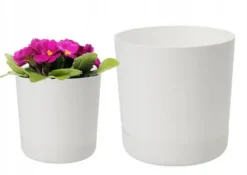 Krukker & Plantebeholdere^Plastik urtepotte med stativ 13x14,6 cm hvid mat