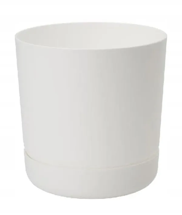 Krukker & Plantebeholdere^Plastik urtepotte med stativ 13x14,6 cm hvid mat