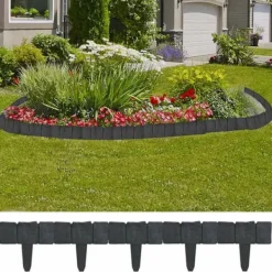 New Plænekanter 41 stk. 10 m i plast med stenlook | Farve: Grå | Størrelse: 25 cm x 22,5 cm Havedekorationer