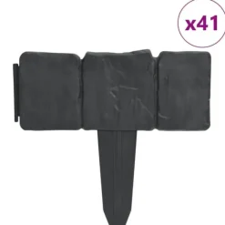 New Plænekanter 41 stk. 10 m i plast med stenlook | Farve: Grå | Størrelse: 25 cm x 22,5 cm Havedekorationer