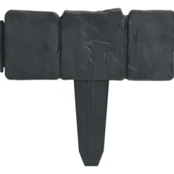 New Plænekanter 41 stk. 10 m i plast med stenlook | Farve: Grå | Størrelse: 25 cm x 22,5 cm Havedekorationer