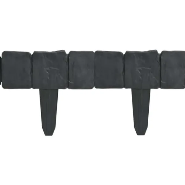 New Plænekanter 41 stk. 10 m i plast med stenlook | Farve: Grå | Størrelse: 25 cm x 22,5 cm Havedekorationer
