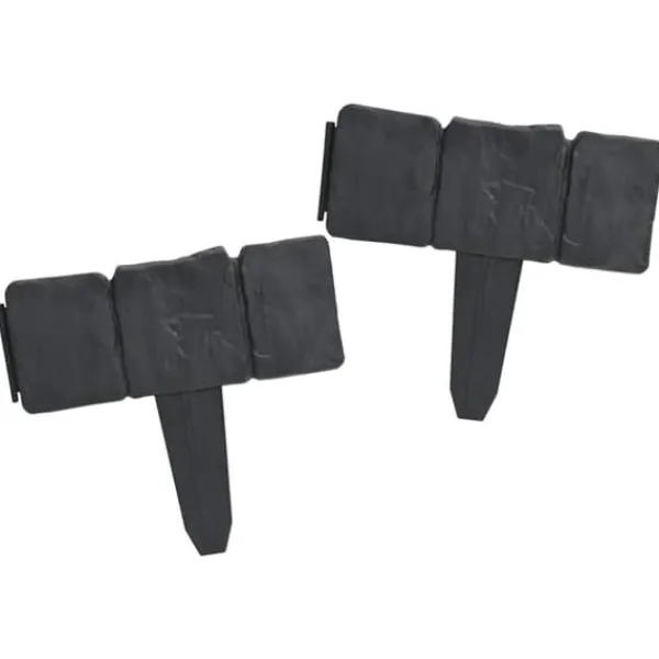 New Plænekanter 41 stk. 10 m i plast med stenlook | Farve: Grå | Størrelse: 25 cm x 22,5 cm Havedekorationer