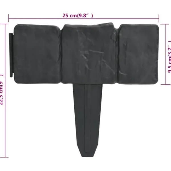 New Plænekanter 41 stk. 10 m i plast med stenlook | Farve: Grå | Størrelse: 25 cm x 22,5 cm Havedekorationer