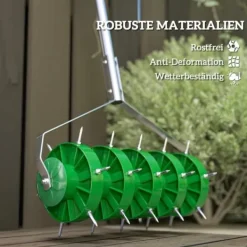 Outlet Plænelufter 45 cm manuel med 30 pigge, jordlufter/vertikalskærer til græsplæne Haveværktøj