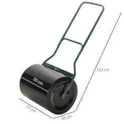 Haveværktøj^Plænerulle Ø40 cm med U-håndtag – 60 L vand/sand, sort stål 57×40×123 cm
