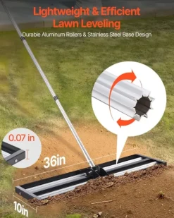 Sale Plæneudjævner - Plæneudjævningsrive - Justerbart Håndtag 213 cm - Plade 91 x 25 cm - Kraftig Stål - Rustbestandig - Arbejdsbesparende - Til Golfgreen | CDON Haveværktøj