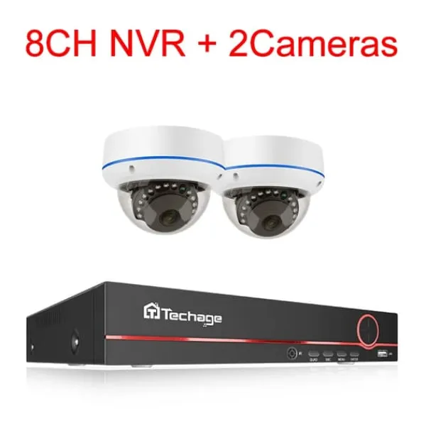 Sikkerhedsmonitorer & Videokameraer^POE Kamera System, H265 Komprimering, Vandalismesikker Design, , 8CH NVR 2 Cameras, 3T(户外运动)