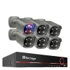 Sikkerhedsmonitorer & Videokameraer^POE Kamera System, 5MP Opløsning, AI Ansigtsgenkendelse, Ingen, 8CH 6 stk Kamera 8MP