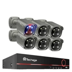 Sikkerhedsmonitorer & Videokameraer^POE Kamera System, 5MP Opløsning, AI Ansigtsgenkendelse, Ingen, 8CH 6 stk Kamera 8MP