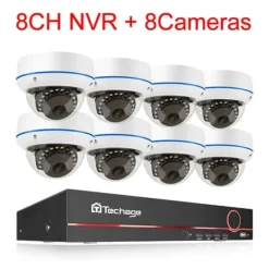 Sikkerhedsmonitorer & Videokameraer^POE NVR CCTV-system, 5MP indendørs dome audio IP-kamera, fjernvideo sikkerhed., , None, 8CH NVR and 8 Camera