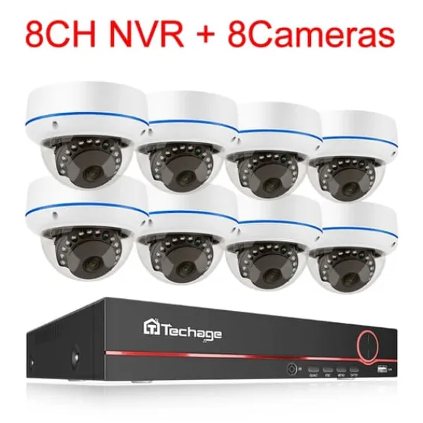 Sikkerhedsmonitorer & Videokameraer^POE NVR CCTV-system, 5MP indendørs dome audio IP-kamera, fjernvideo sikkerhed., , None, 8CH NVR and 8 Camera