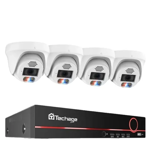 Sikkerhedsmonitorer & Videokameraer^POE Sikkerhedskamera System, 4K Opløsning, Ansigtsgenkendelse, , 3T(户外运动), 8CH 4pcs 8MP Cameras