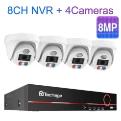 Sikkerhedsmonitorer & Videokameraer^POE Sikkerhedskamera System, 4K Opløsning, Ansigtsgenkendelse, , 3T（户外运动）, 8CH 4pcs 8MP Cameras