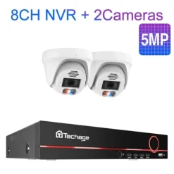 Sikkerhedsmonitorer & Videokameraer^POE Sikkerhedskamera System, 4K Opløsning, Ansigtsgenkendelse, , 3T（户外运动）, 8CH 2pcs 5MP Camera