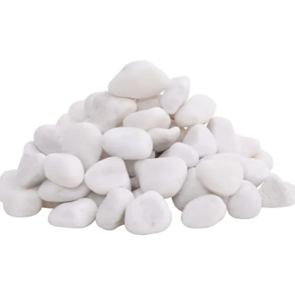 Havesten & Trædesten^Polerede småsten til akvarier og dekoration | 25 kg | Størrelse: 2-5 cm | Farve: Hvid