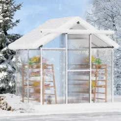Drivhus^Polycarbonat Drivhus 6 x 4 Ft, Udendørs Walk-in, UV-beskyttelse, robust struktur, nem at samle