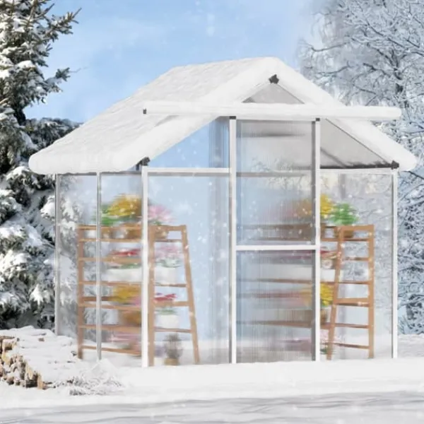 Drivhus^Polycarbonat Drivhus 6 x 4 Ft, Udendørs Walk-in, UV-beskyttelse, robust struktur, nem at samle
