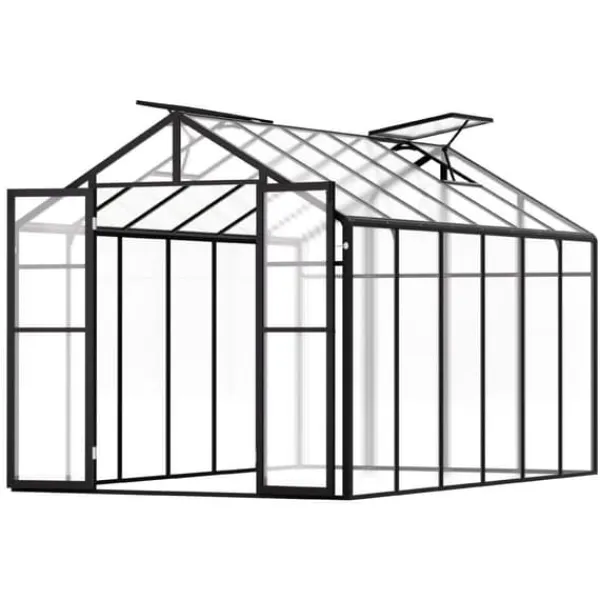 Sale Polycarbonat Drivhus 8 x 12 Ft, Udendørs Walk-in Drivhus, holdbart design, UV-beskyttelse, nem at samle Drivhus