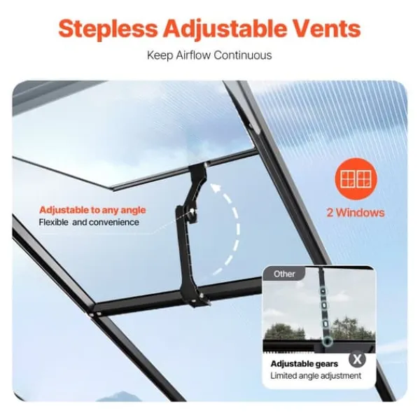 Sale Polycarbonat Drivhus 8 x 12 Ft, Udendørs Walk-in Drivhus, holdbart design, UV-beskyttelse, nem at samle Drivhus