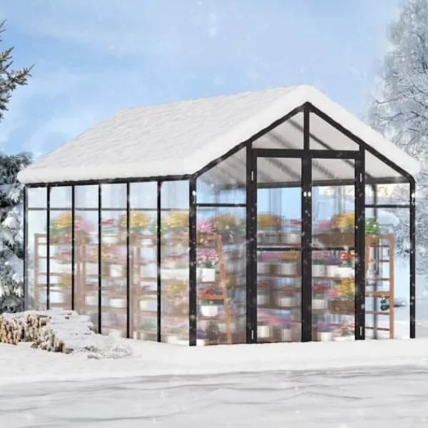 Sale Polycarbonat Drivhus 8 x 12 Ft, Udendørs Walk-in Drivhus, holdbart design, UV-beskyttelse, nem at samle Drivhus