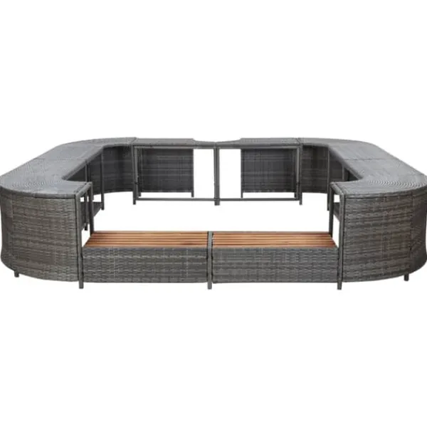 Spa & Udendørsbad^Polyrattan spa-omkrans 268x268x55 cm - Elegant og slidstærk | Farve: Grå