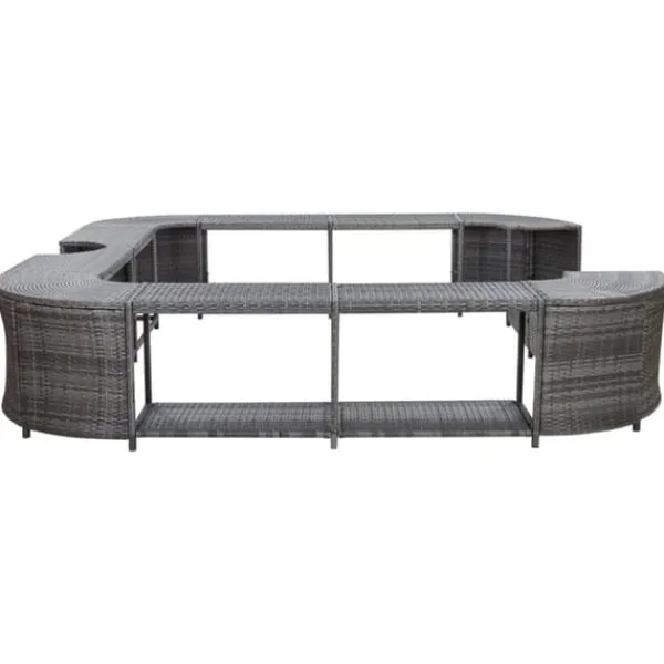Spa & Udendørsbad^Polyrattan spa-omkrans 268x268x55 cm - Elegant og slidstærk | Farve: Grå