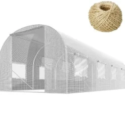 Drivhus^Polytunnel 9 m² 450 x 200 cm hvid