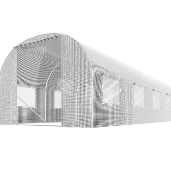 Drivhus^Polytunnel 9 m² 450 x 200 cm hvid